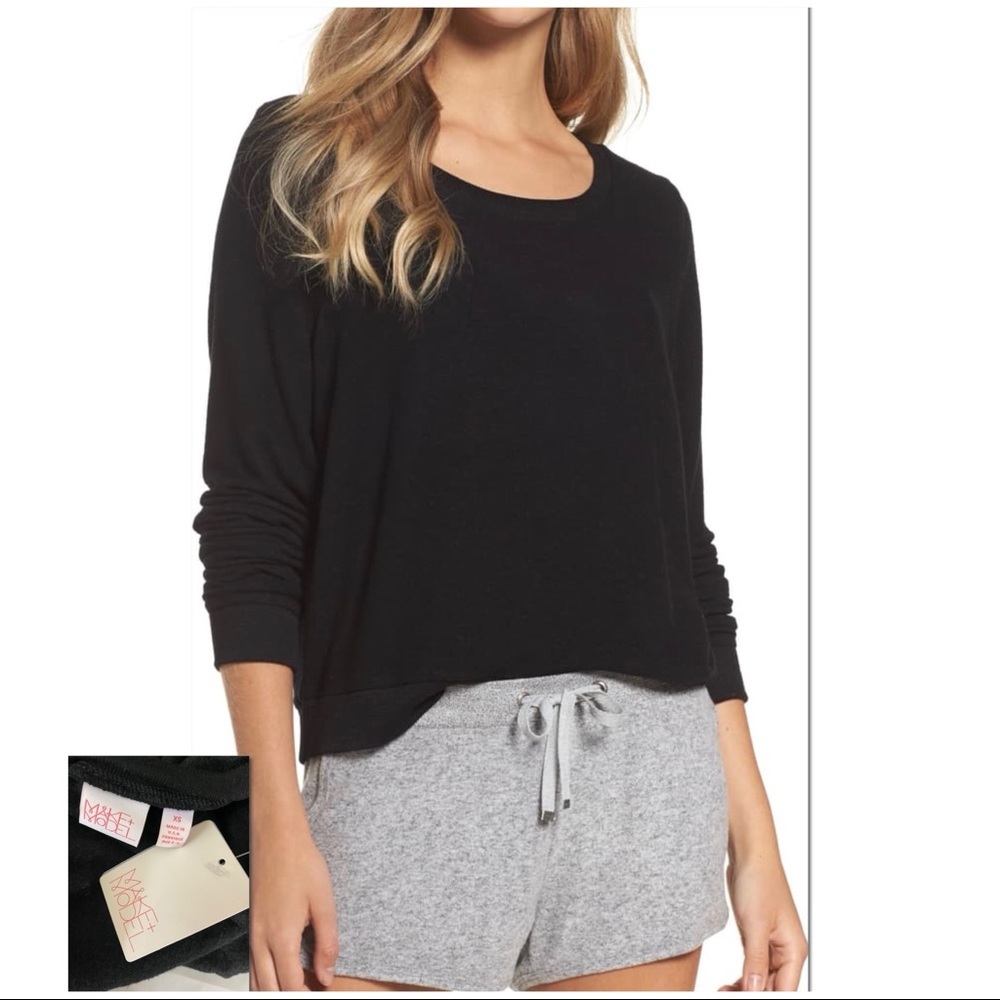 MAKE + MODEL NWT Black Brushed Hacci Sweatshirt